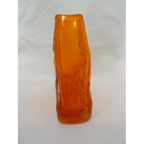 14 - Geoffrey Baxter for Whitefriars Limited - A Pyramid vase, in tangerine colour, 17cm high.