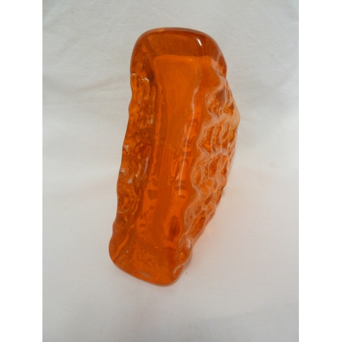 14 - Geoffrey Baxter for Whitefriars Limited - A Pyramid vase, in tangerine colour, 17cm high.