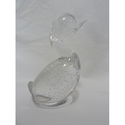 18 - Whitefriars Limited - Two Dilly Duck figures in Willow and colourless glass, 14 cm max. high (2)