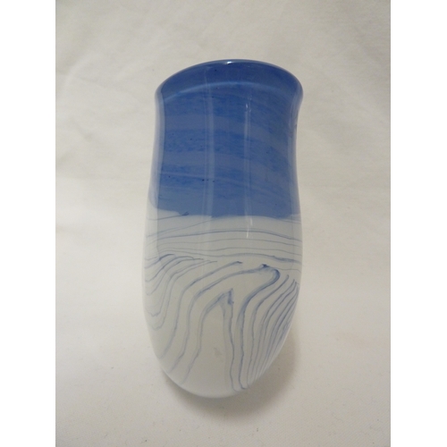 152 - Peter Layton - A studio glass vase decorated with a snowy landscape, signed to base, 15cm high.