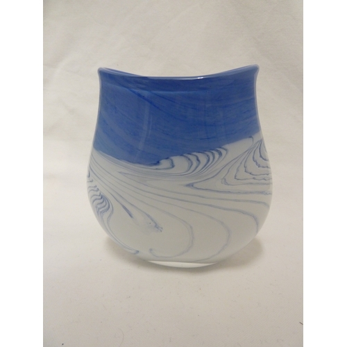 152 - Peter Layton - A studio glass vase decorated with a snowy landscape, signed to base, 15cm high.