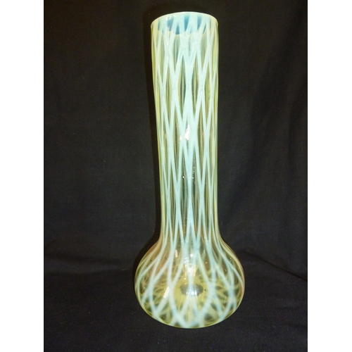 6 - James Powell and Sons, Whitefriars Limited - A large straw opal lattice glass vase; and two other la... 