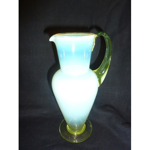 7 - James Powell & Sons, Whitefriars Limited - A straw opal water set of a jug and glass , 1880's , Engl... 