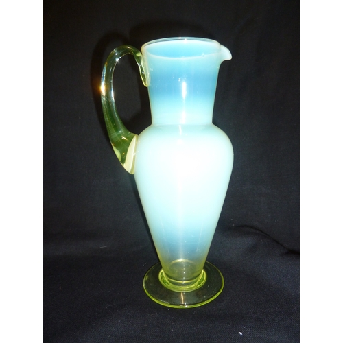 7 - James Powell & Sons, Whitefriars Limited - A straw opal water set of a jug and glass , 1880's , Engl... 