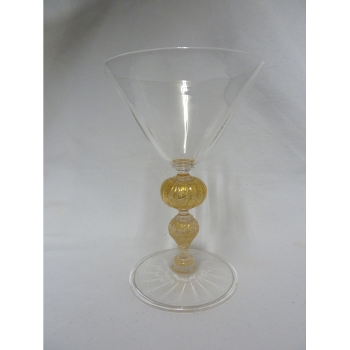 8 - James Powell & Sons, Whitefriars Limited - A large wine glass with gold foil knop, c 1910, England, ... 