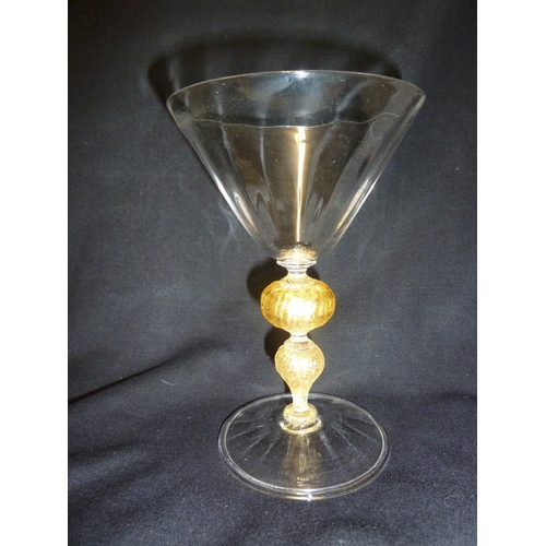 8 - James Powell & Sons, Whitefriars Limited - A large wine glass with gold foil knop, c 1910, England, ... 