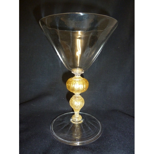 8 - James Powell & Sons, Whitefriars Limited - A large wine glass with gold foil knop, c 1910, England, ... 