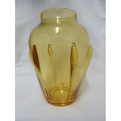 9 - James Powell & Sons, Whitefriars Limited - An amber tear vase, 26cm high.