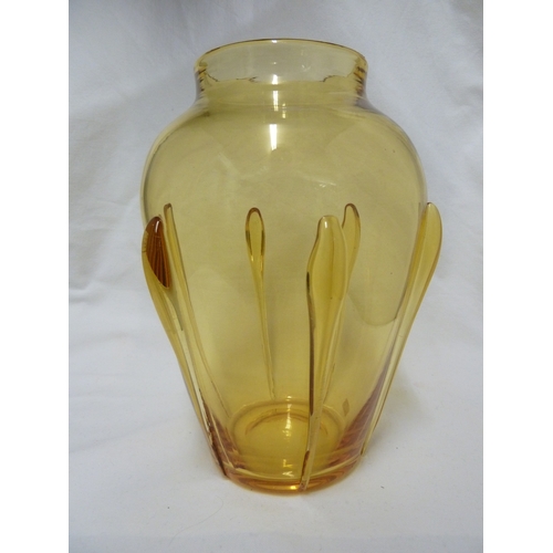 9 - James Powell & Sons, Whitefriars Limited - An amber tear vase, 26cm high.