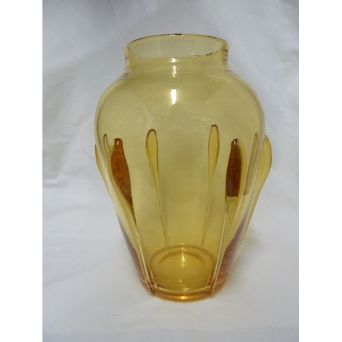 9 - James Powell & Sons, Whitefriars Limited - An amber tear vase, 26cm high.