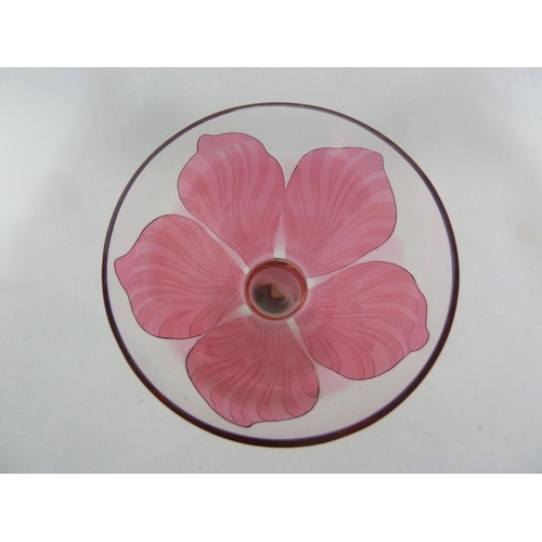 65 - A Continental Art Nouveau cameo glass liqueur, the rose pink/red overlay cut through to colourless g... 