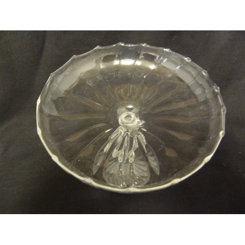 3 - Three James Powell & Sons glass tazzae, comprising a low tazza with circular wavy edge, 14.5 cm diam... 