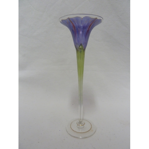 52 - A Continental Art Nouveau liqueur glass, finely enamelled to resemble a single convulvulous flower, ... 