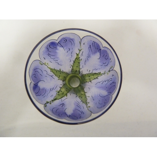 54 - A Continental Art Nouveau liqueur glass, finely enamelled in blue to resemble a buttercup flower, pr... 