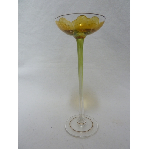 56 - A Continental Art Nouveau liqueur glass, finely enamelled in yellow to resemble a buttercup flower, ... 