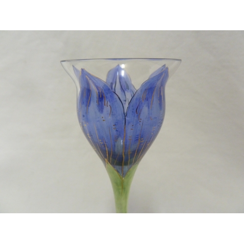 59 - A Continental Art Nouveau liqueur glass, finely enamelled in blue to resemble a Tulip flower, Meyr's... 