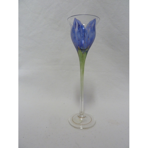 59 - A Continental Art Nouveau liqueur glass, finely enamelled in blue to resemble a Tulip flower, Meyr's... 