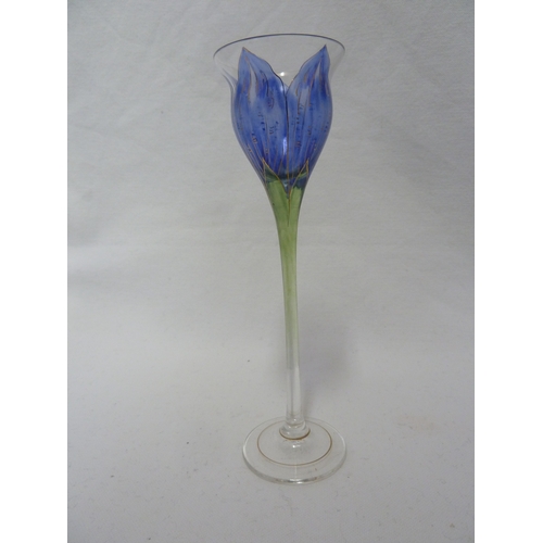 59 - A Continental Art Nouveau liqueur glass, finely enamelled in blue to resemble a Tulip flower, Meyr's... 