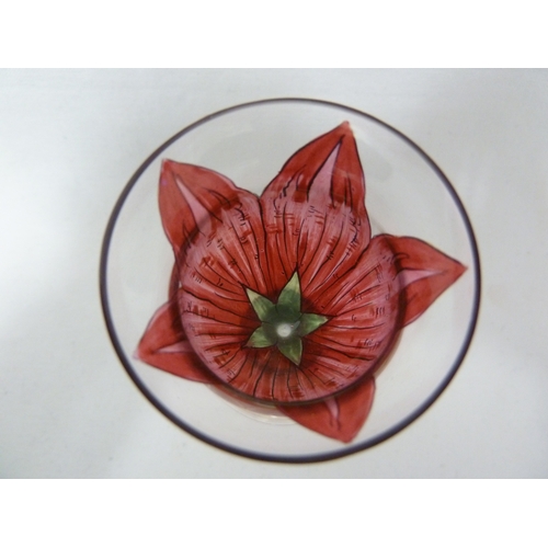 61 - A Continental Art Nouveau liqueur glass, finely enamelled in red to resemble a tulip flower, Meyr's ... 