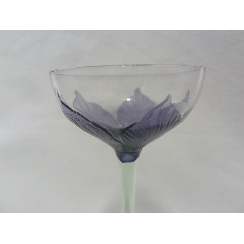 64 - A Continental Art Nouveau cameo glass liqueur, the purple overlay cut through to colourless glass wi... 