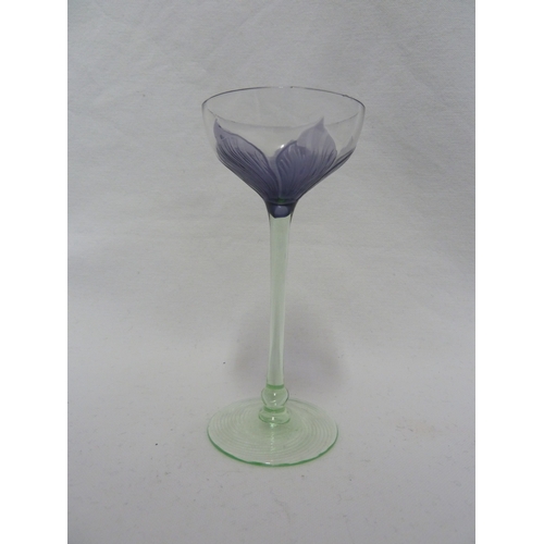 64 - A Continental Art Nouveau cameo glass liqueur, the purple overlay cut through to colourless glass wi... 