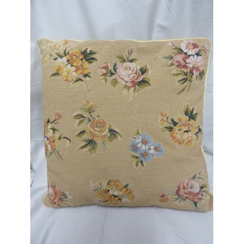 Three tapestry and chain stitch cushions, comprising a rectangular