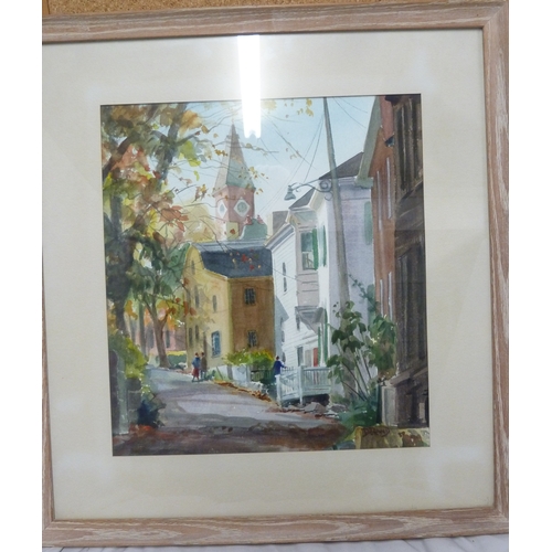 29 - Doris Rand (American) - Tucker Street, New England, signed D Rand, framed and glazed, 60 x 56 inc. *... 