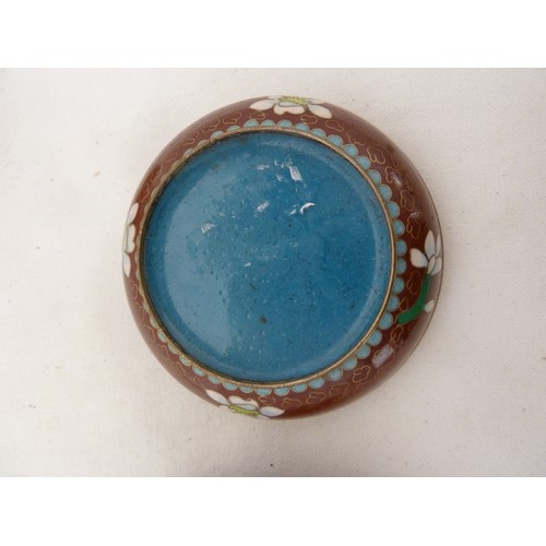 28 - Two Chinese Canton enamel dishes, on circular; and one canted square, decorated in famille rose pale... 