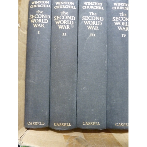 128 - Winston Churchill books, Comprising the Second World War volumes I-VI inclusive; A History of the En... 