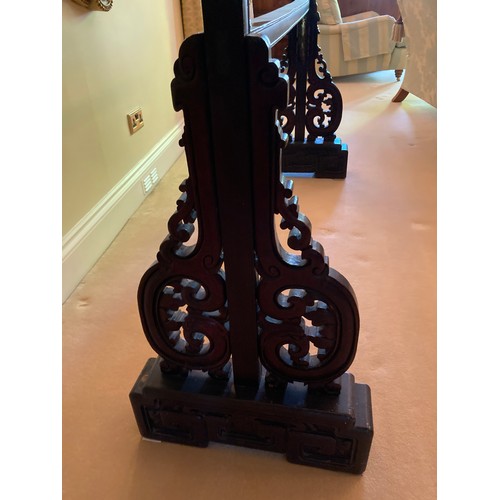 40 - A large Chinese carved and lacquered wood room divider screen, modern, export seal attached, 2.02m x... 