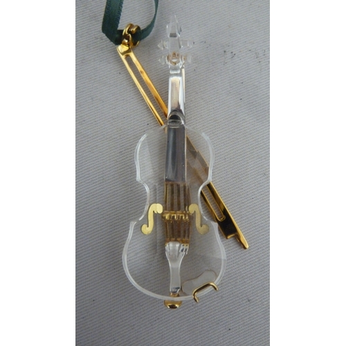 11 - A Swarovski Crystal Memories Christmas Tree Ornament, in the form of a violin and bow with original ... 