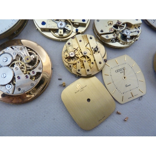 16 - Restorers Box - a quantity of Pocket watch spare parts and movements, including dials marked for Tho... 