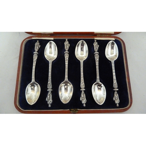 3 - A set of six Victorian ornate silver apostle spoons, London 1864, makers mark GA in conjoined circle... 