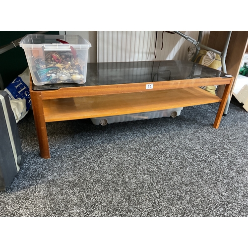 15 - Mid century smoked glass coffee table