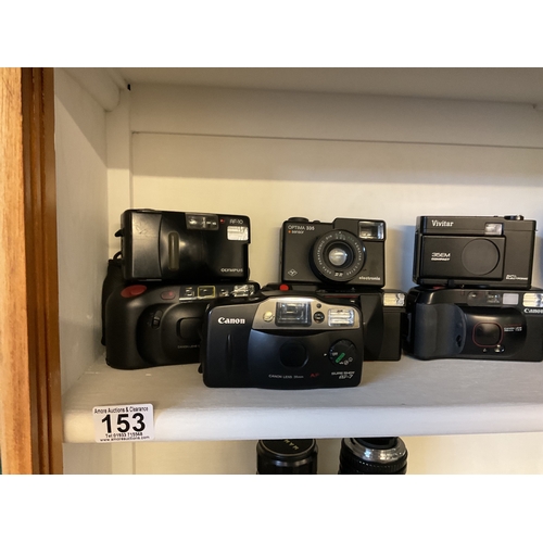 153 - Quantity point and shoot cameras including Canon AF-7