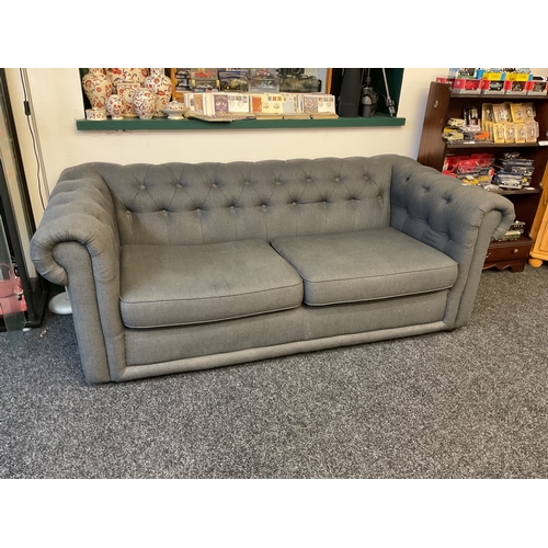 158 - Grey cloth button back chesterfield 2 seat sofa