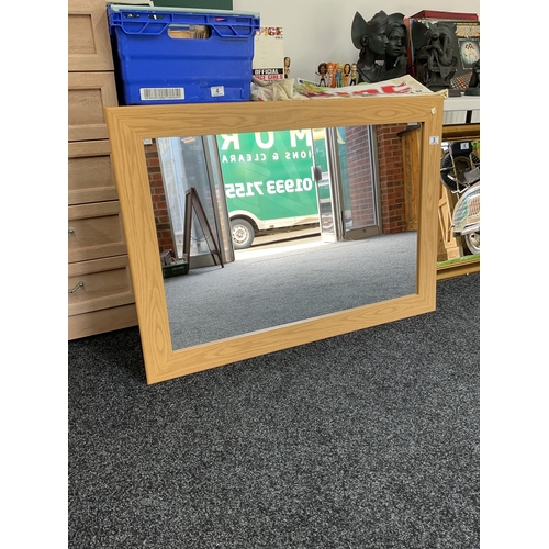 5 - Modern oak framed mirror (approx 42 inches x 30 inches)