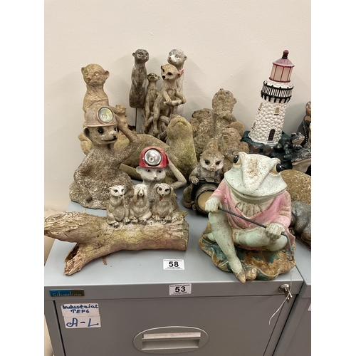 58 - Assorted garden meerkat ornaments