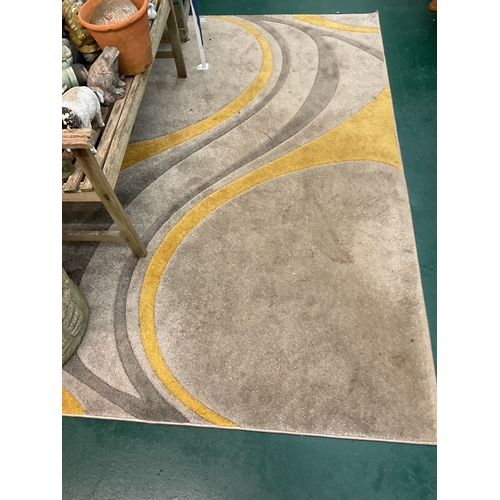 88 - Yellow/grey/beige wool area rug