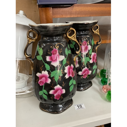 10 - Pair of vintage floral vases