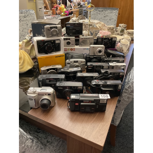 100 - Large quantity of point and shoot cameras