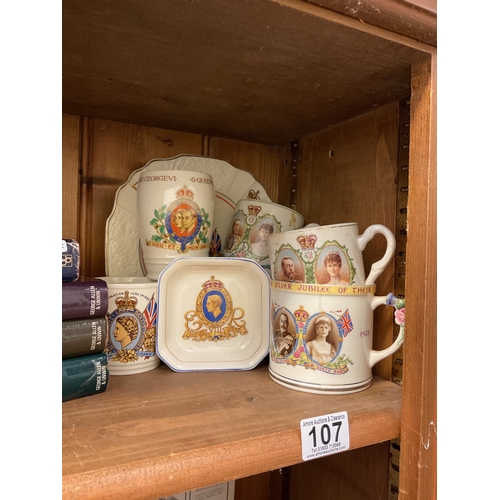 107 - Commemorative cups, mugs etc