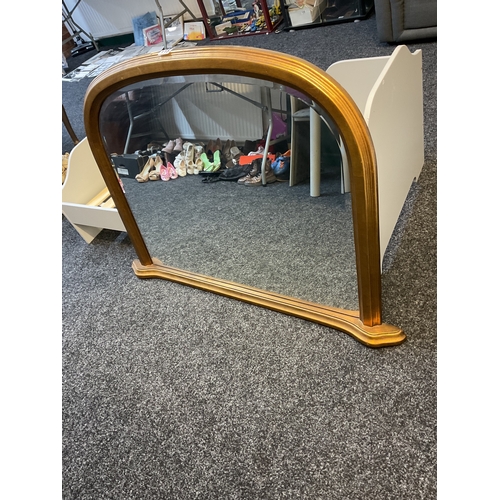 115 - Gilt bevel edged over mantle mirror