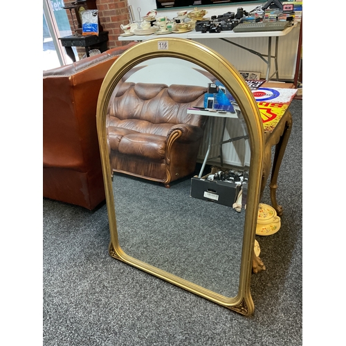 116 - Gilt bevel edged over mantle mirror