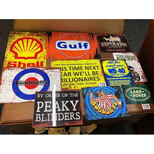 119 - 10x Repro tin signs