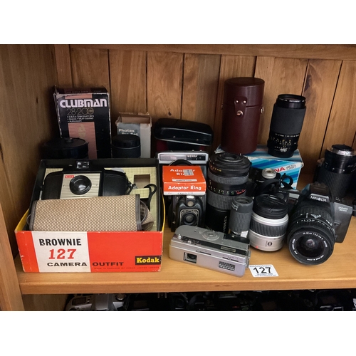 127 - Large qty of cameras and accessories