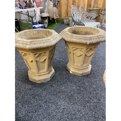 228 - Pair large hexagonal tapered garden pots 
(approx 57cm wide x 60cm)