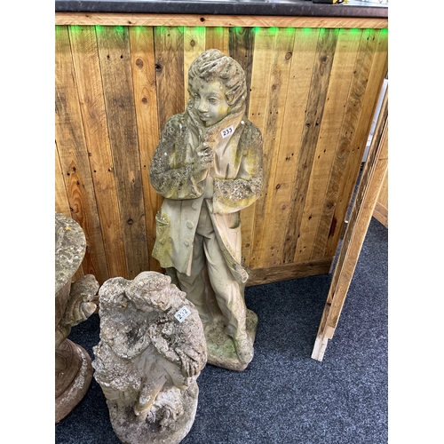 233 - Concrete statue of young victorian boy 
(approx 117cm x 38cm)