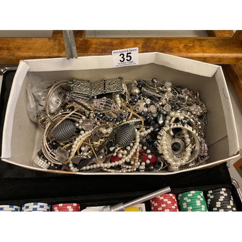 35 - Box of costume jewellery