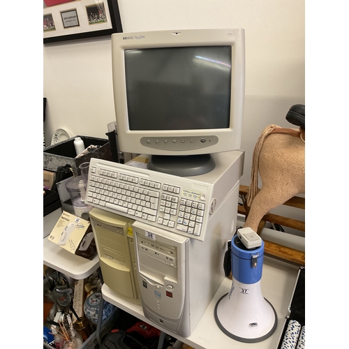 38 - Vintage PC towers and monitor